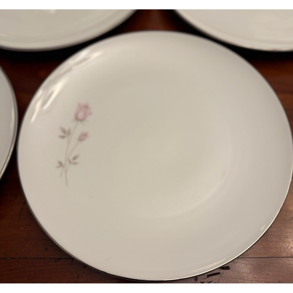 Noritake Pasadena 6311 Dinner Plate - Pink Rose Platinum Trim Vintage